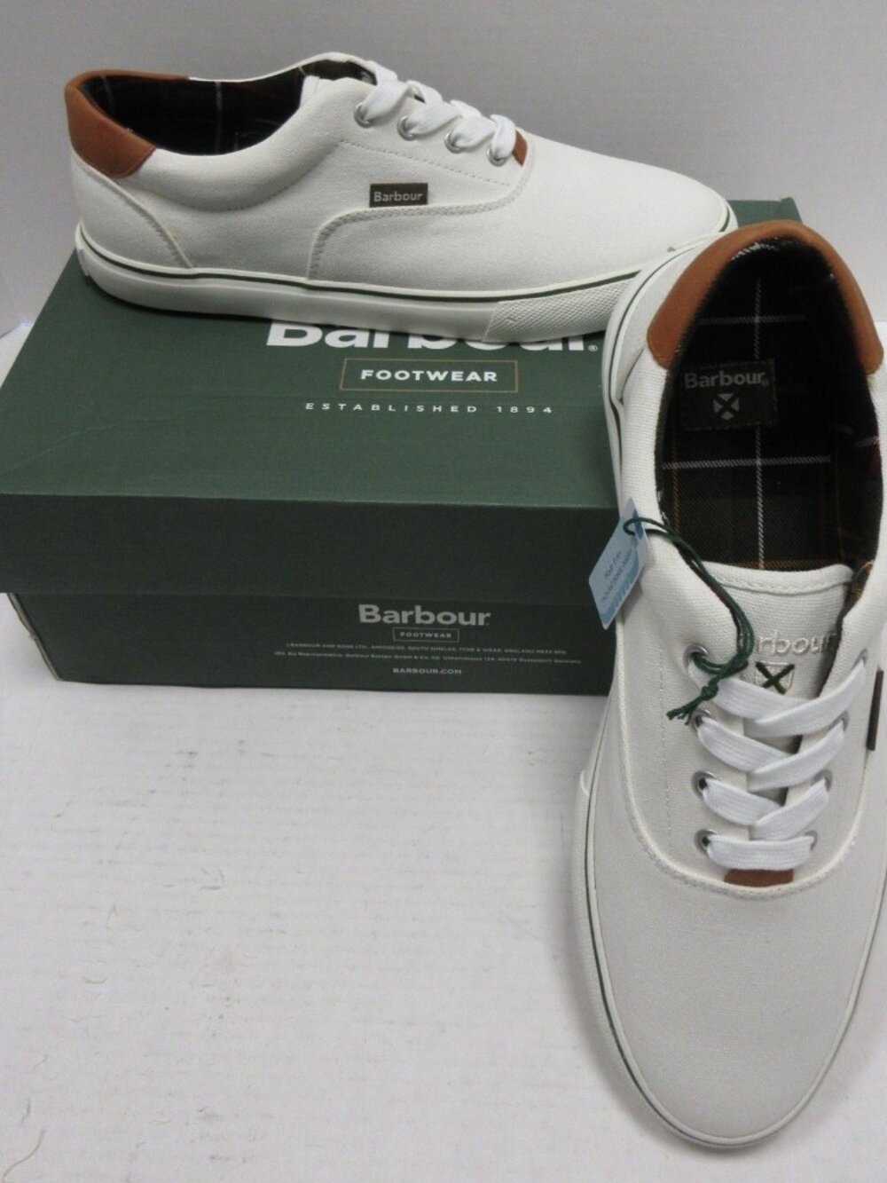 Barbour Sneakers 11 Off Leonard Canvas Training Tartan Lined NEW